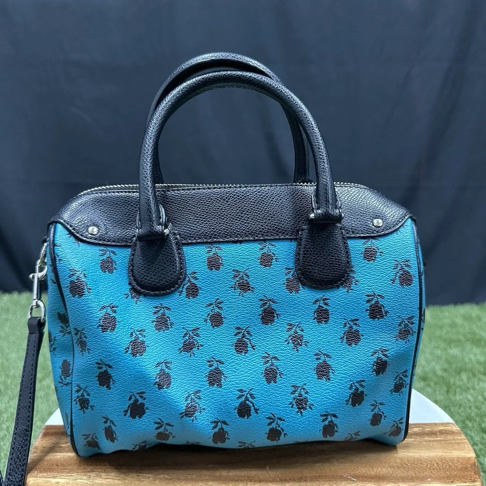 Coach Mini Bennett Crossbody Satchel Badlands Floral Turquoise Print Shoulder‎